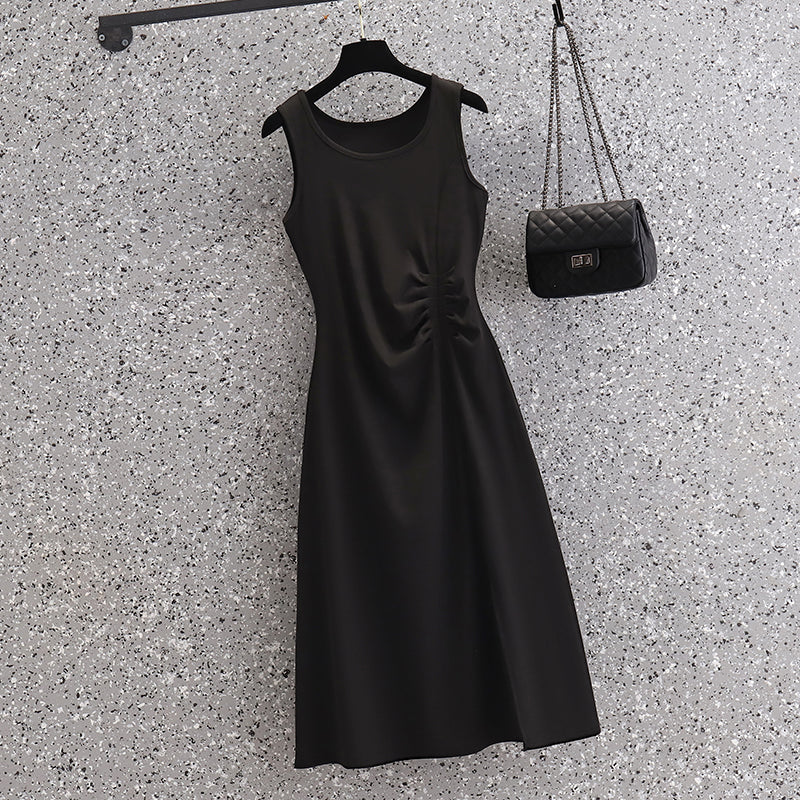 Plus Size Korean Elastic Knit Scrunch Tank Dress