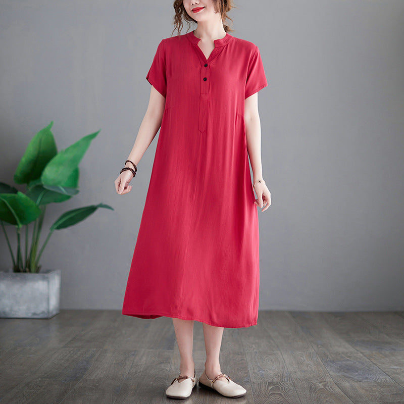 Plus Size Notch Neck Midi Dress