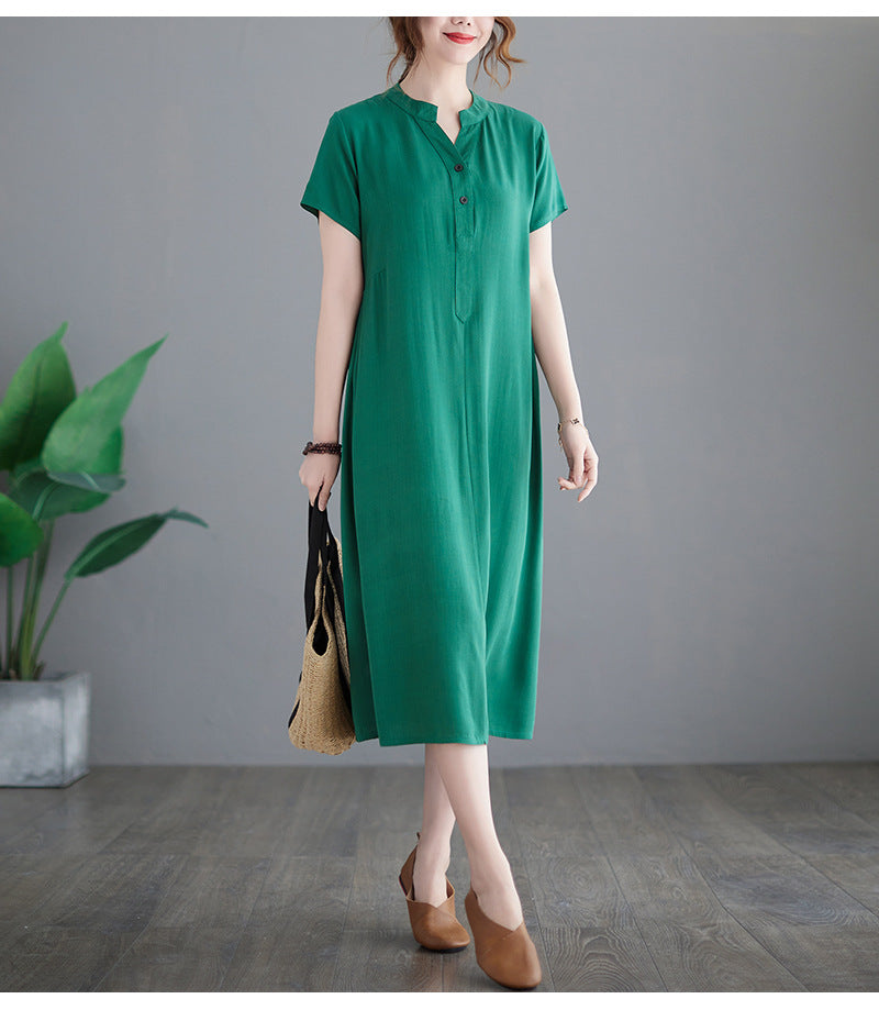 Plus Size Notch Neck Midi Dress