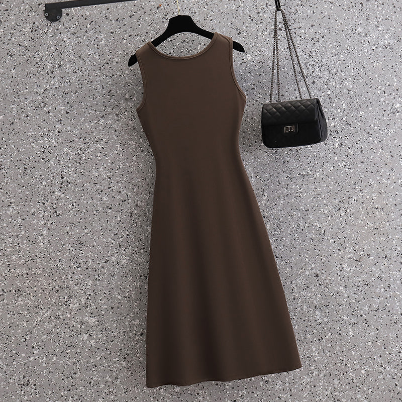 Plus Size Korean Elastic Knit Scrunch Tank Dress