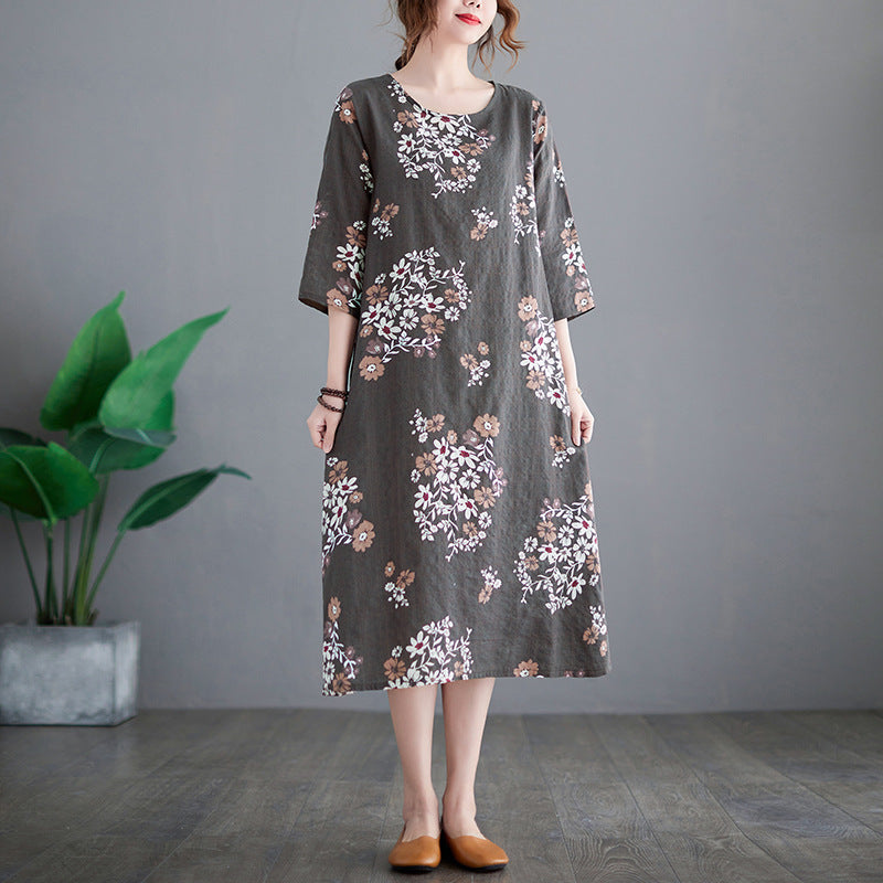 Plus Size Floral Waist Tie Midi Dress