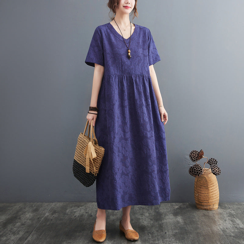 Plus Size Textured V Neck Midi Dress