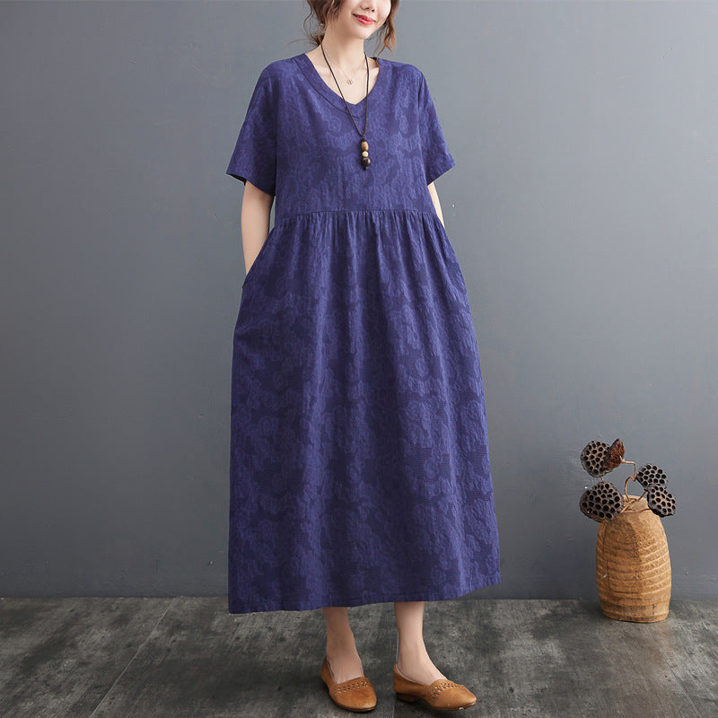 Plus Size Textured V Neck Midi Dress