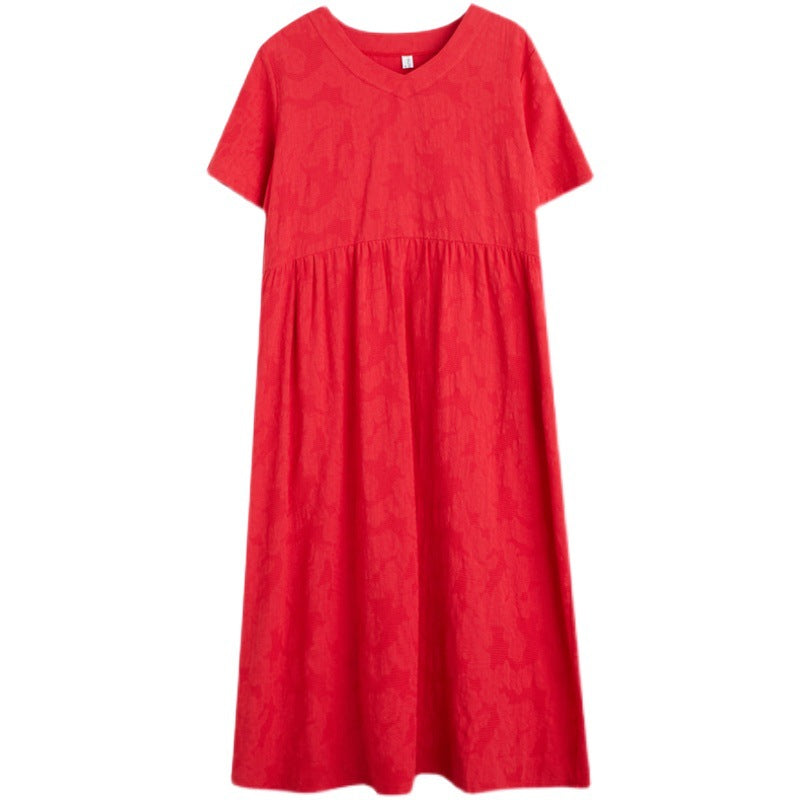 Plus Size Textured V Neck Midi Dress