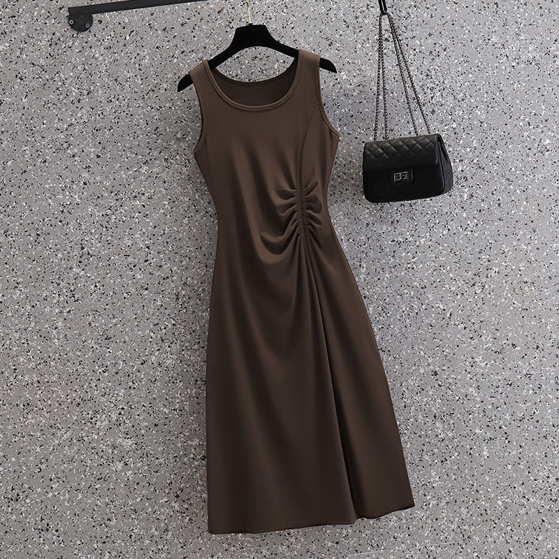 Plus Size Korean Elastic Knit Scrunch Tank Dress