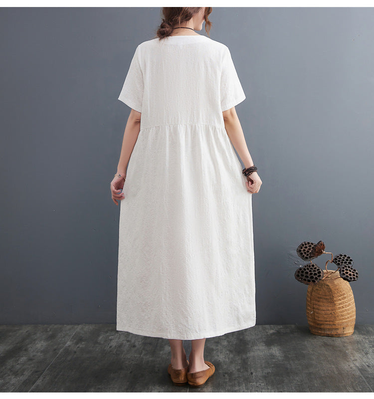 Plus Size Textured V Neck Midi Dress