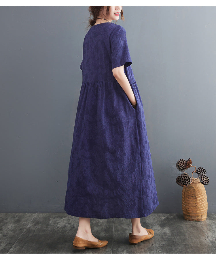 Plus Size Textured V Neck Midi Dress