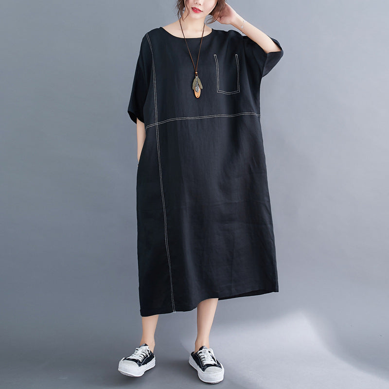 Plus Size Stitched Casual Midi Dress