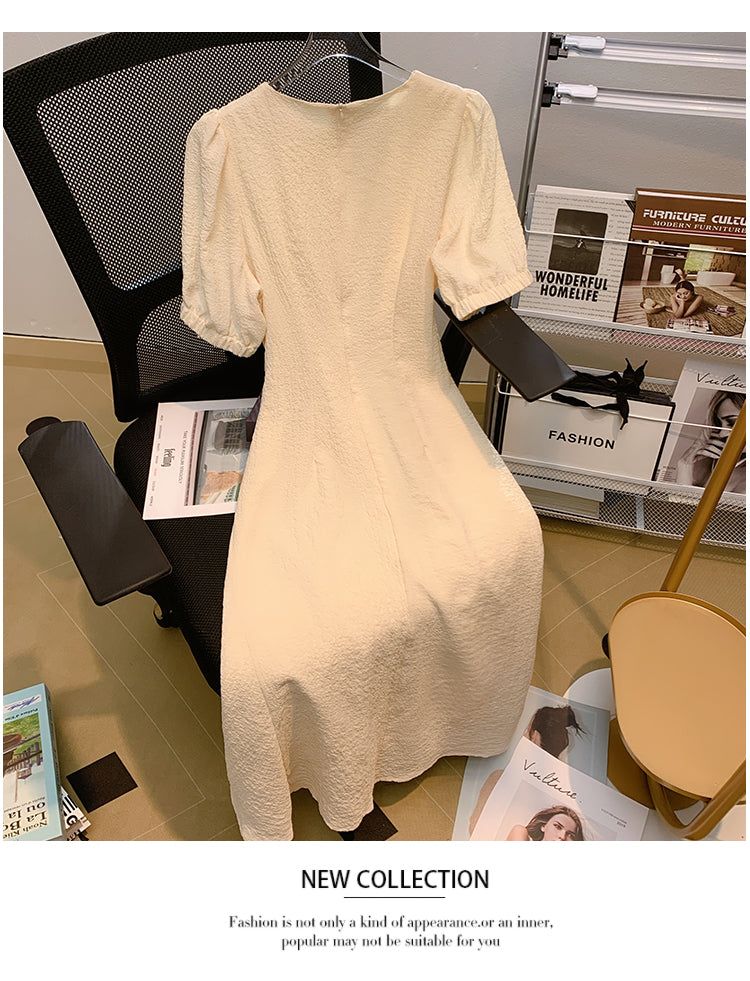 Plus Size Korean Scrunch Lace Up Midi Dress