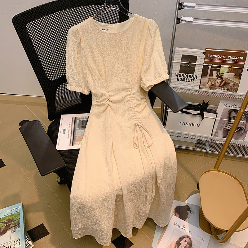 Plus Size Korean Scrunch Lace Up Midi Dress