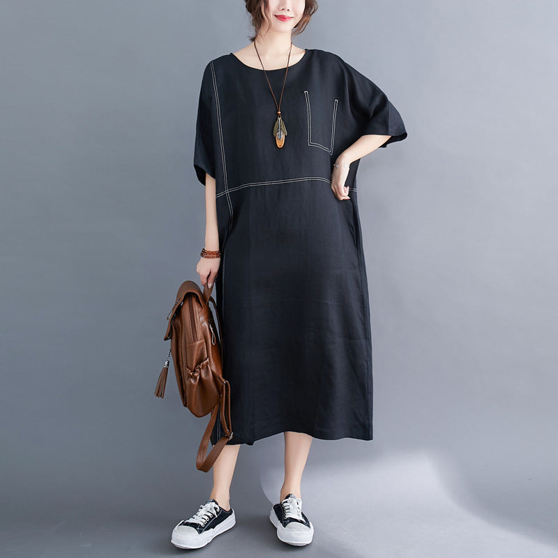 Plus Size Stitched Casual Midi Dress