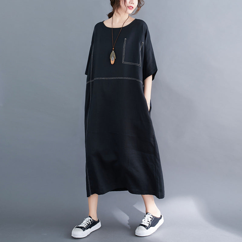 Plus Size Stitched Casual Midi Dress