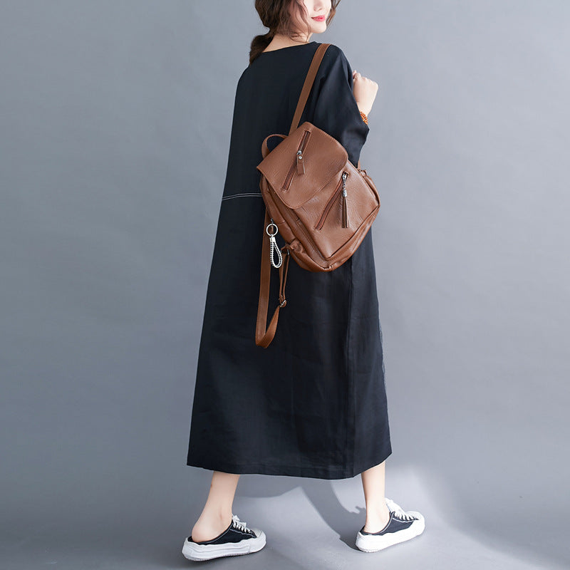 Plus Size Stitched Casual Midi Dress