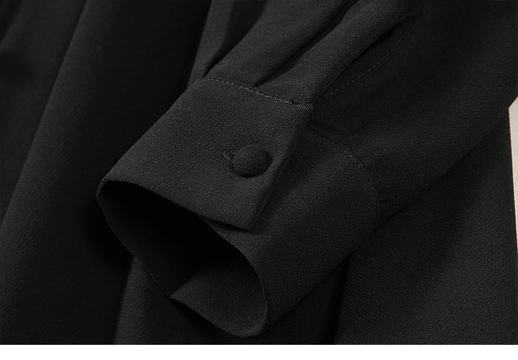 Plus Size Korean Black Buttons Midi Dress