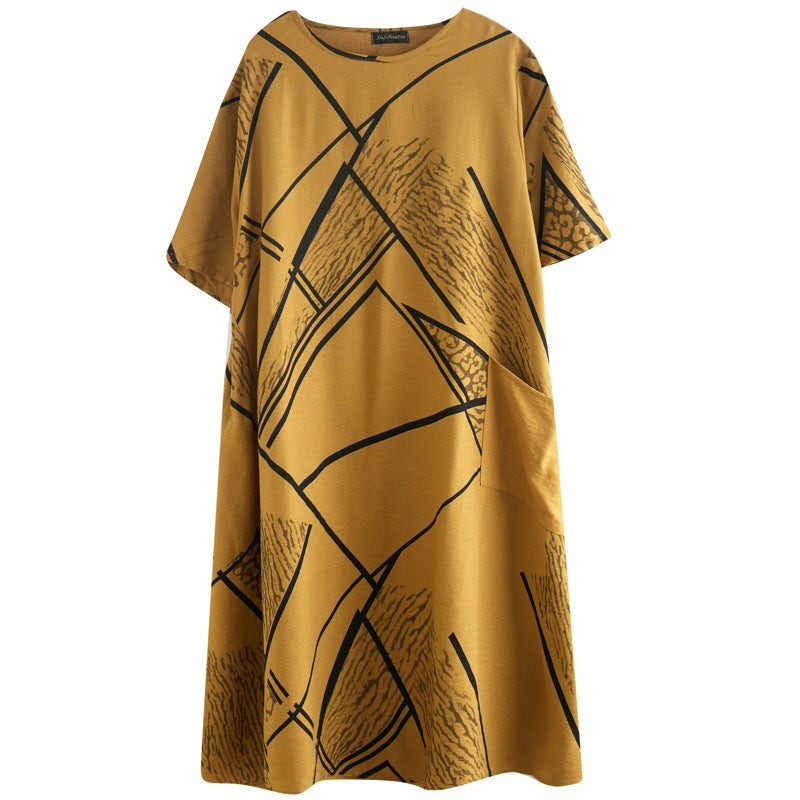 Plus Size Abstract Print A Line Dress