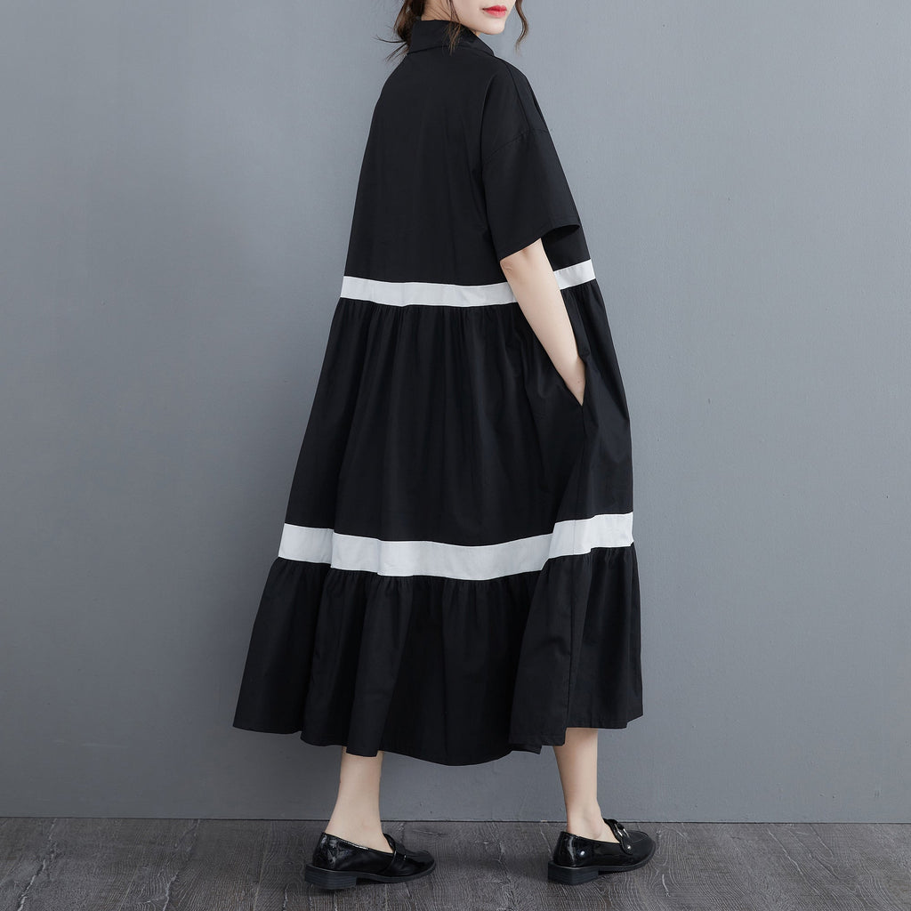 Plus Size Stripe Button Down Midi Shirt Dress