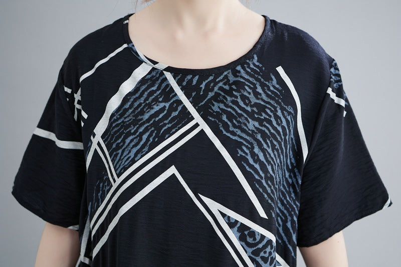 Plus Size Abstract Print A Line Dress