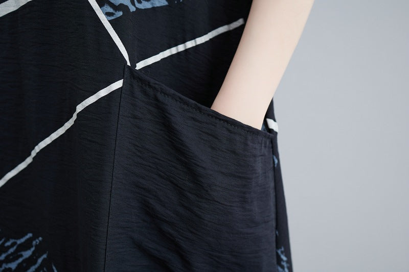 Plus Size Abstract Print A Line Dress
