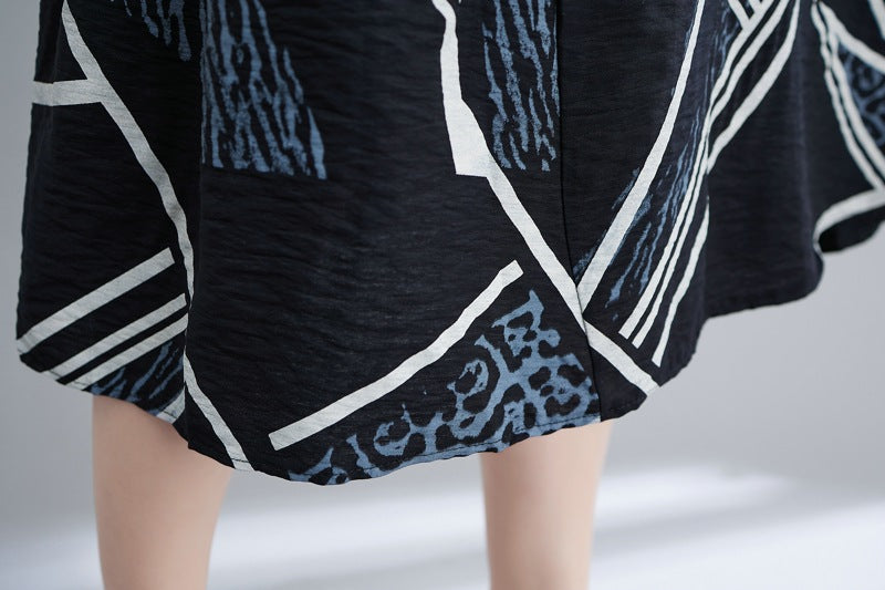 Plus Size Abstract Print A Line Dress
