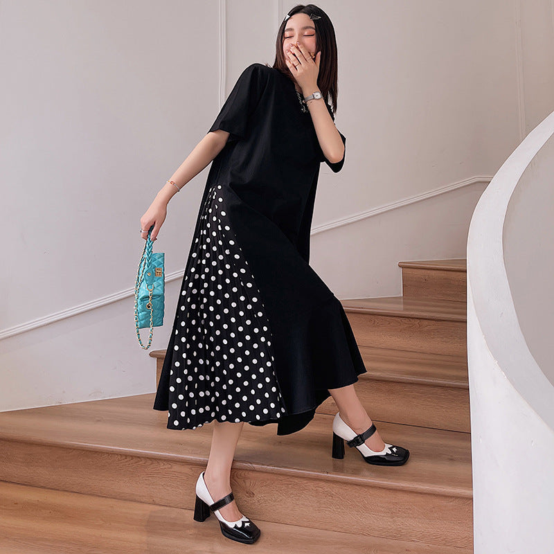 Plus Size Polka Dots Side Mermaid Midi Dress