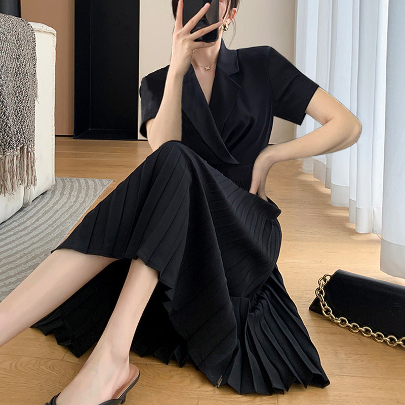 Plus Size Korean Pleat Trench Midi Shirt Dress