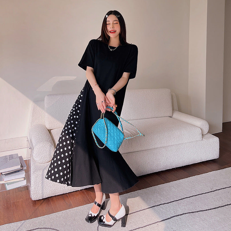 Plus Size Polka Dots Side Mermaid Midi Dress