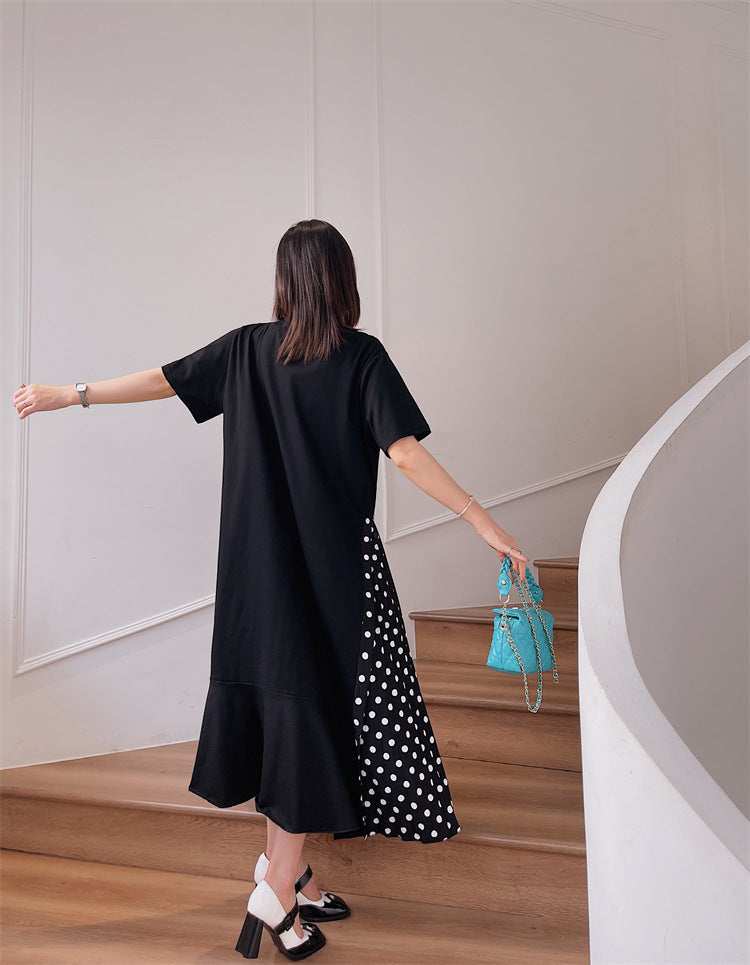 Plus Size Polka Dots Side Mermaid Midi Dress