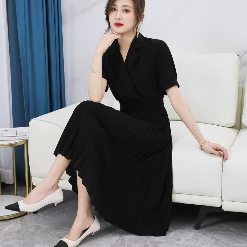 Plus Size Korean Pleat Trench Midi Shirt Dress