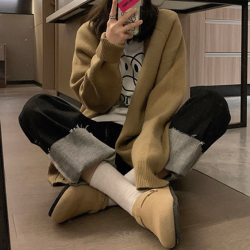 Plus Size Korean Thick Knit Sweater Cardigan