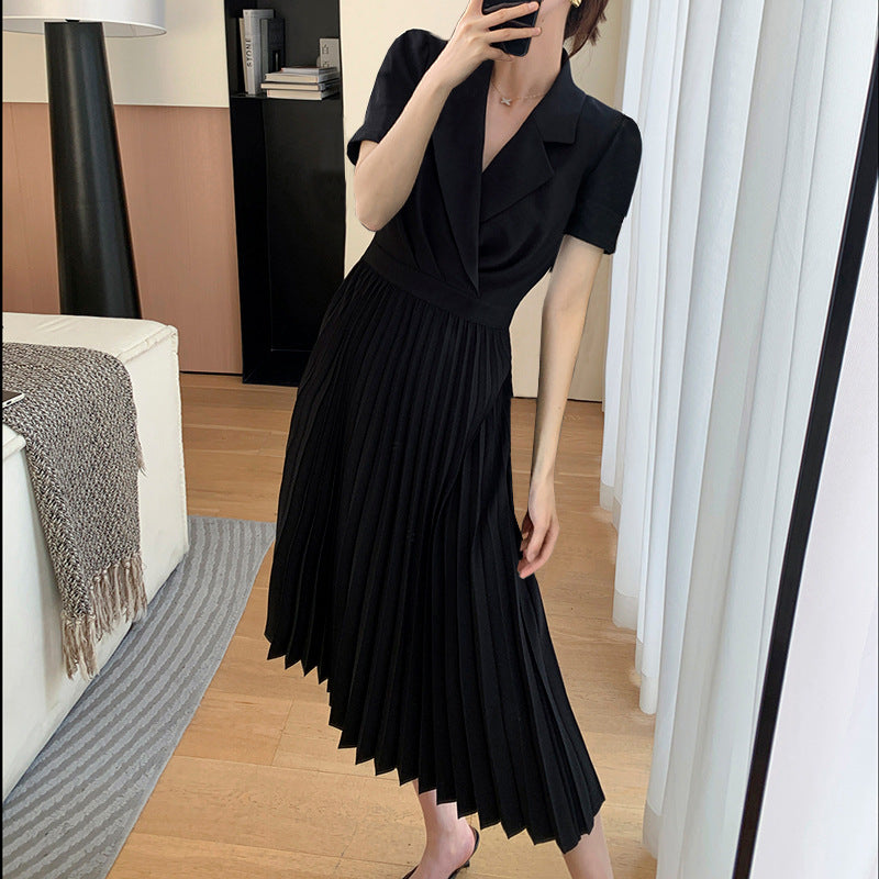 Plus Size Korean Pleat Trench Midi Shirt Dress
