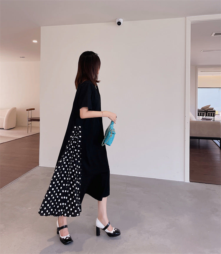 Plus Size Polka Dots Side Mermaid Midi Dress