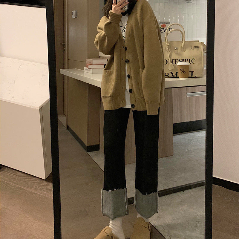 Plus Size Korean Thick Knit Sweater Cardigan