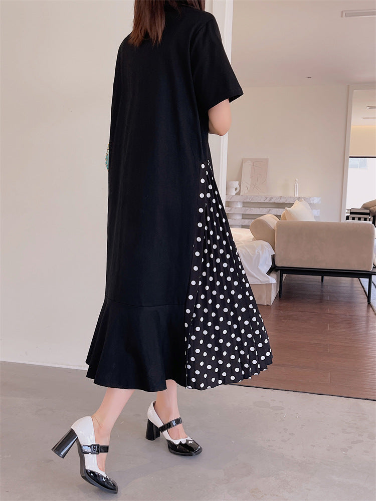 Plus Size Polka Dots Side Mermaid Midi Dress
