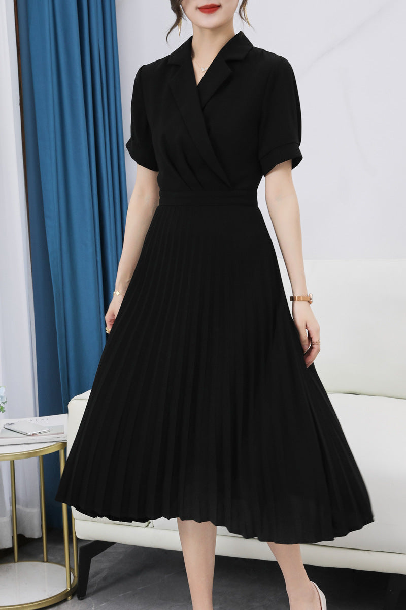 Plus Size Korean Pleat Trench Midi Shirt Dress