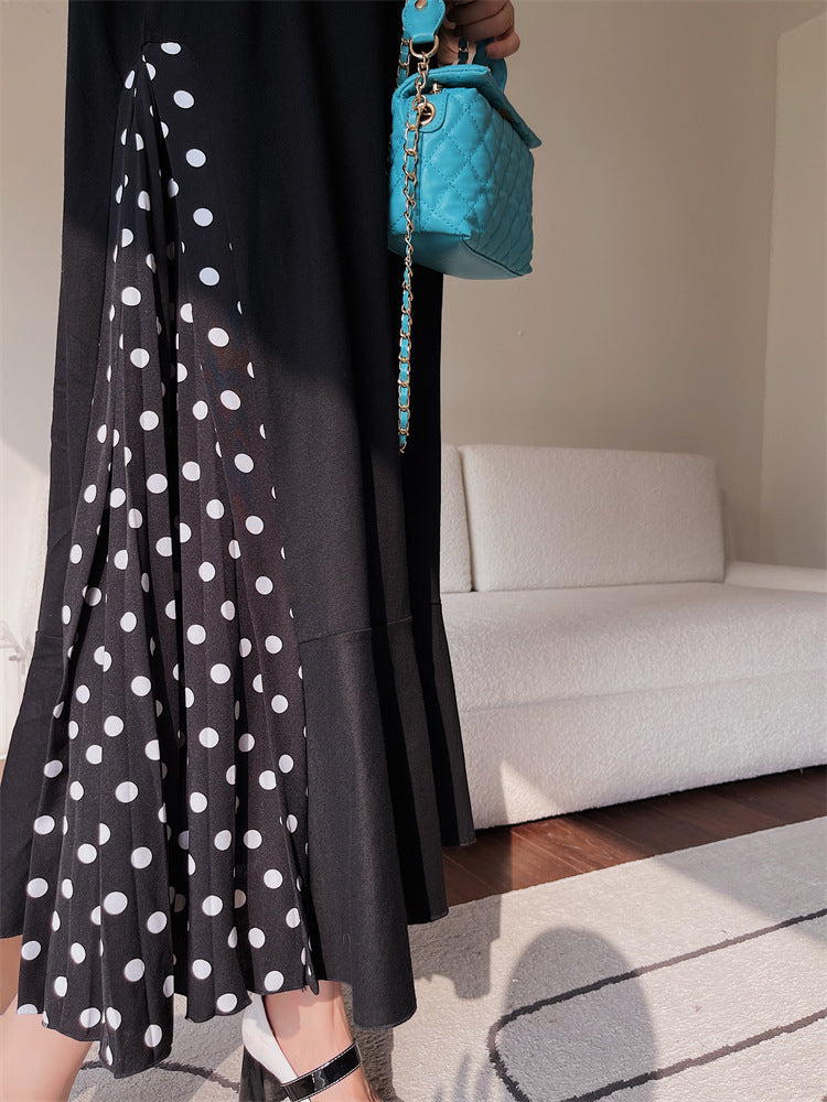 Plus Size Polka Dots Side Mermaid Midi Dress
