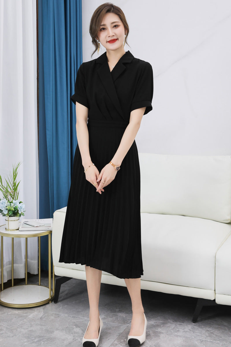Plus Size Korean Pleat Trench Midi Shirt Dress