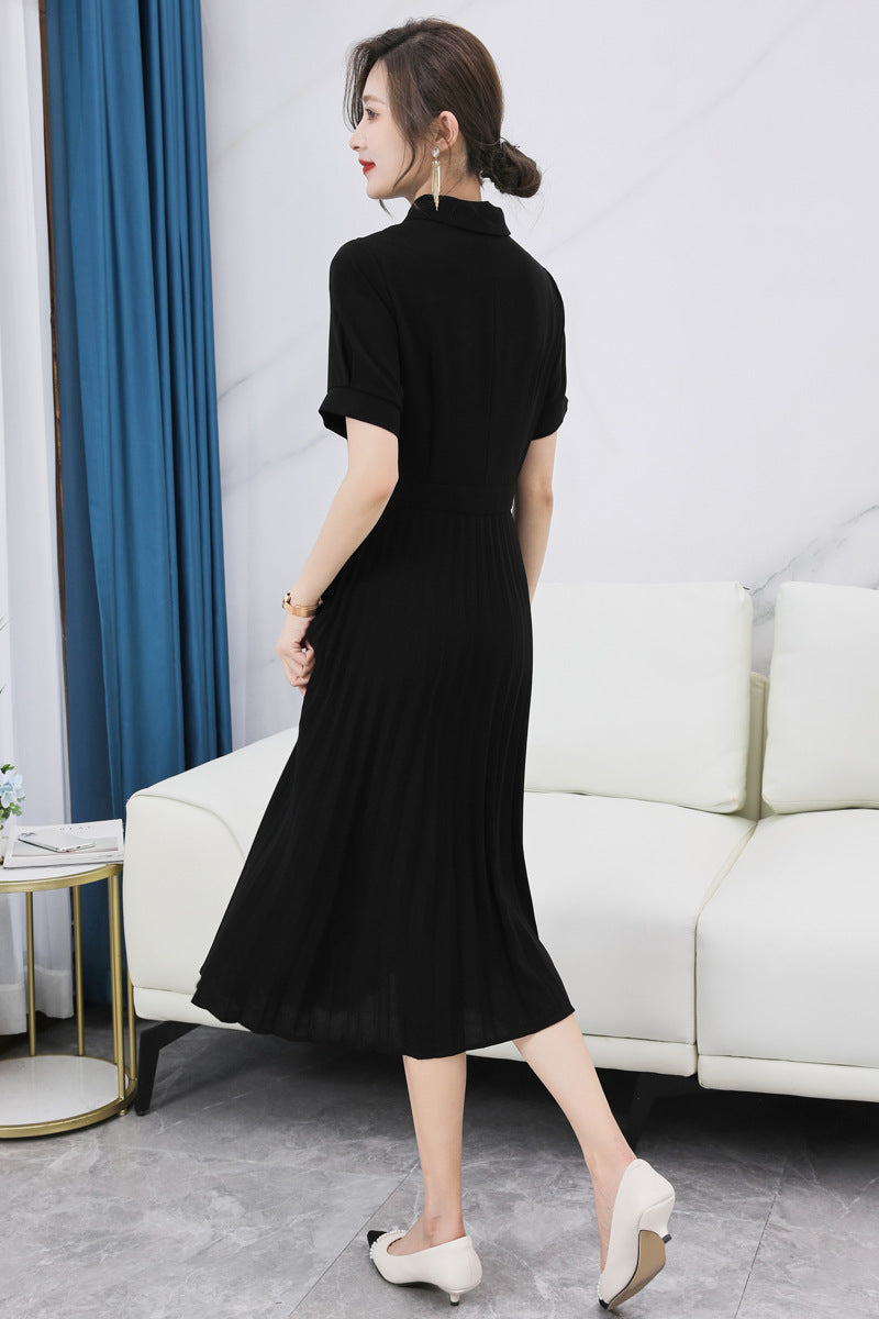 Plus Size Korean Pleat Trench Midi Shirt Dress