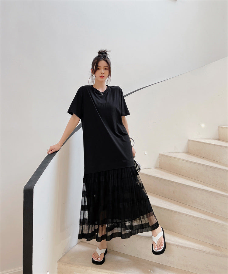 Plus Size Accordion Pleat Midi Dress