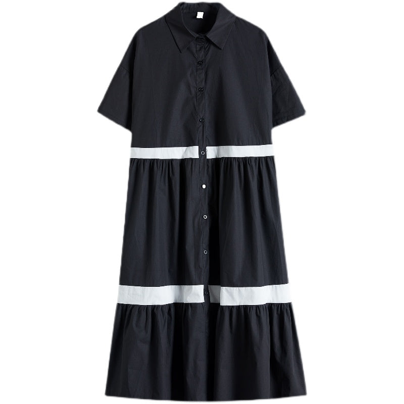 Plus Size Stripe Button Down Midi Shirt Dress