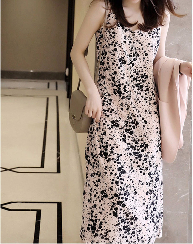 Plus Size Pink Buttons Floral Midi Dress