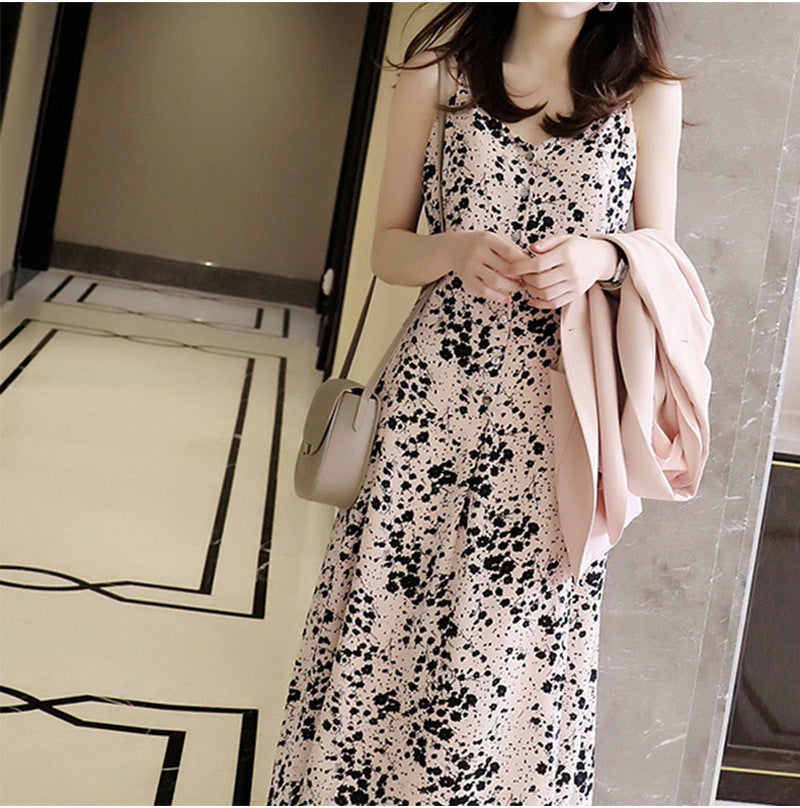 Plus Size Pink Buttons Floral Midi Dress