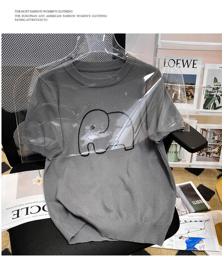 Plus Size Korean Elephant Knit Blouse