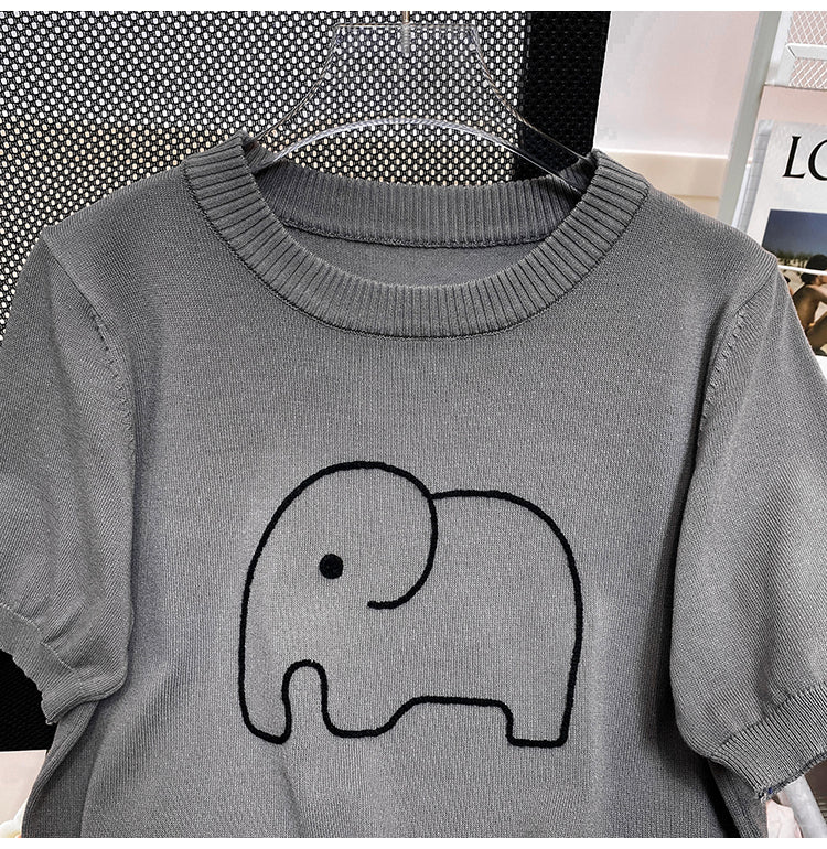 Plus Size Korean Elephant Knit Blouse