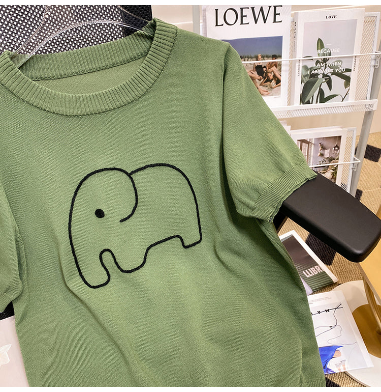 Plus Size Korean Elephant Knit Blouse