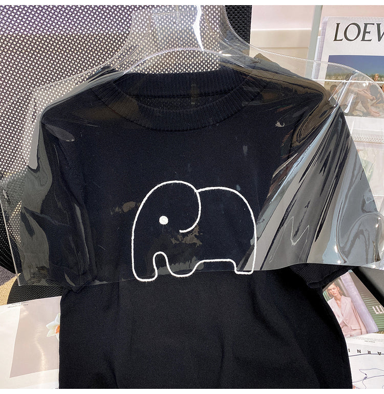 Plus Size Korean Elephant Knit Blouse