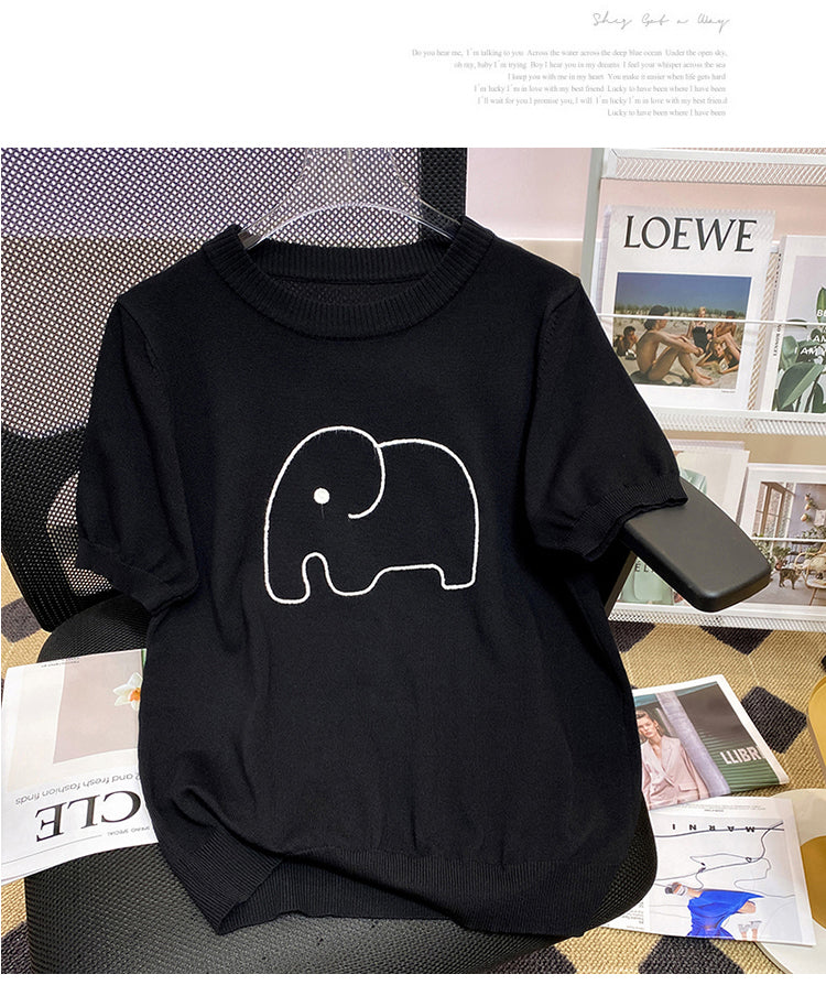 Plus Size Korean Elephant Knit Blouse