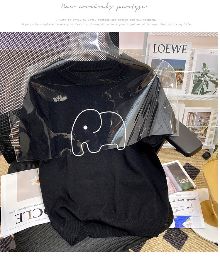 Plus Size Korean Elephant Knit Blouse