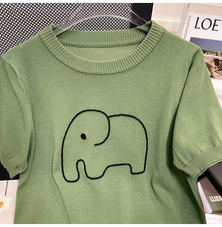 Plus Size Korean Elephant Knit Blouse
