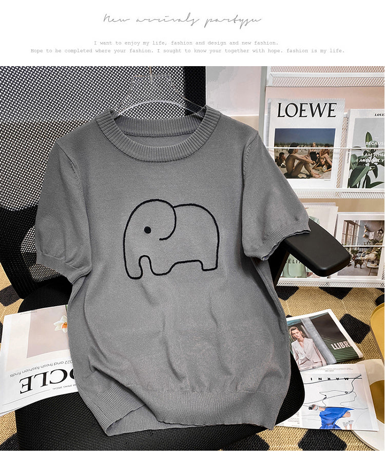 Plus Size Korean Elephant Knit Blouse