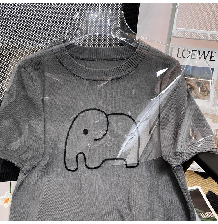 Plus Size Korean Elephant Knit Blouse